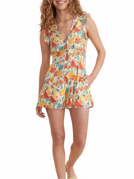 Marine Layer Pants - Marine Layer Yellow Tropical Fruit Camila Romper Small
